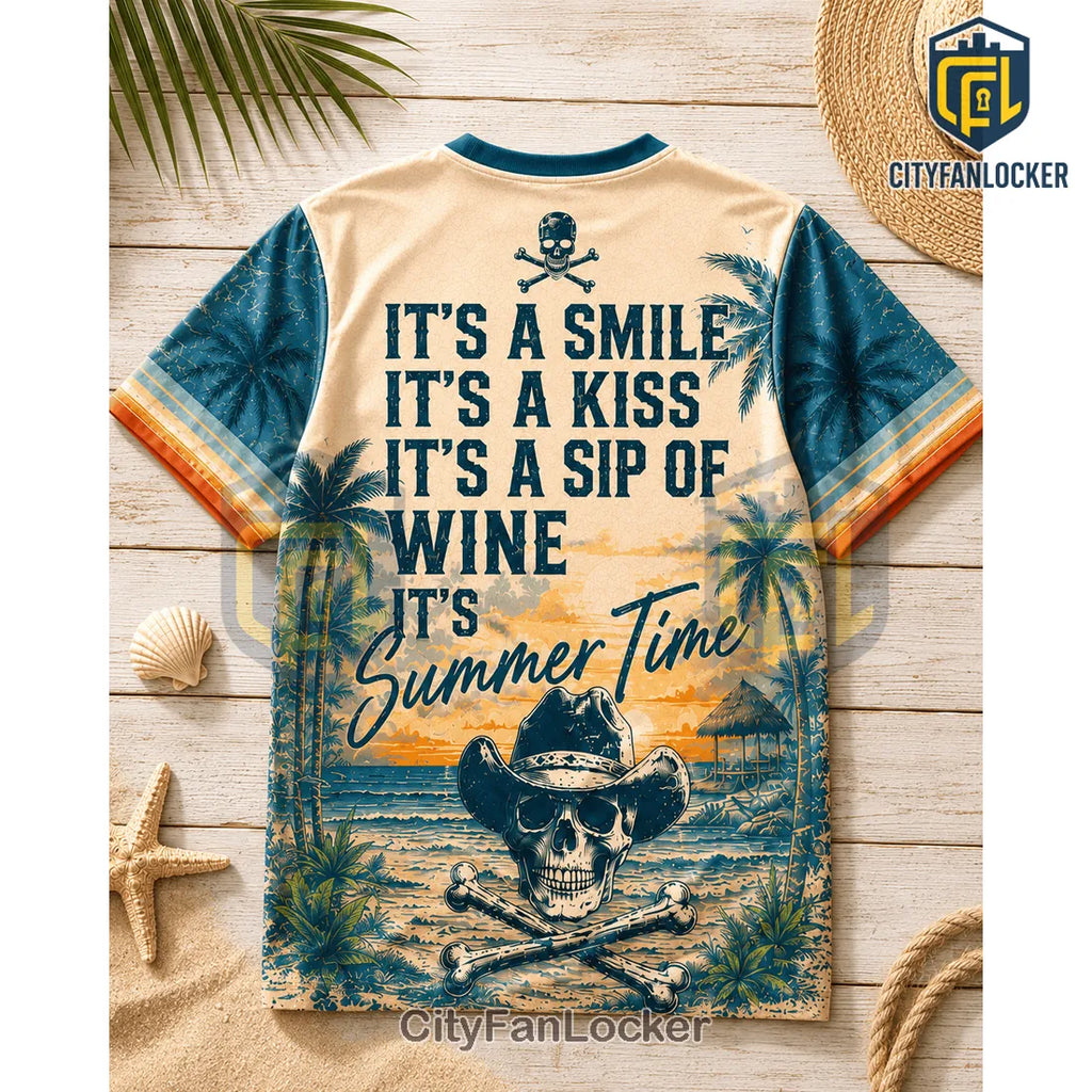 Kenny Chesney No Shoes Nation Tropical Sunset Skull V-Neck Shirt