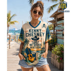 Kenny Chesney No Shoes Nation Tropical Sunset Skull V-Neck Shirt