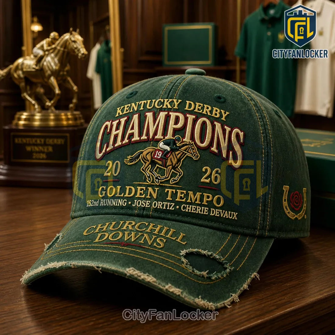 Kentucky Derby 2026 Champions Golden Tempo Vintage Embroidered Baseball Cap