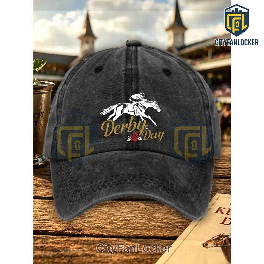Kentucky Derby Day Jockey Horse & Rose Baseball Cap