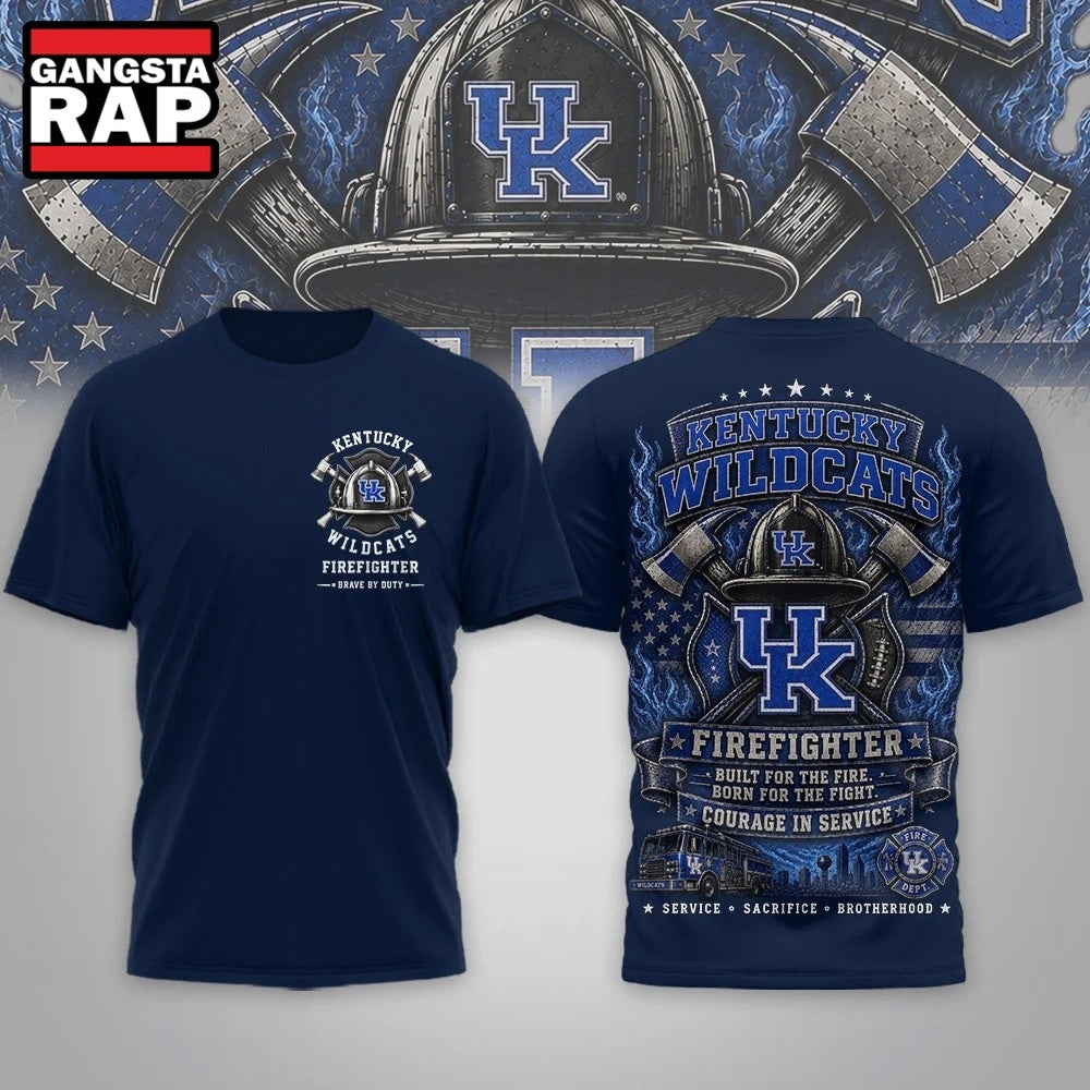 Kentucky Wildcats 2026 NCAA Firefighter Built for the Fire 3D Shirt Hoodie T-Shirt