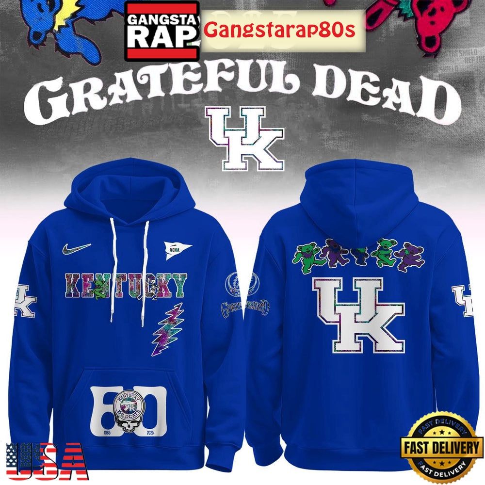 Kentucky Wildcats Grateful Dead 60 Years 2025 Special Edition All Over Print Hoodie