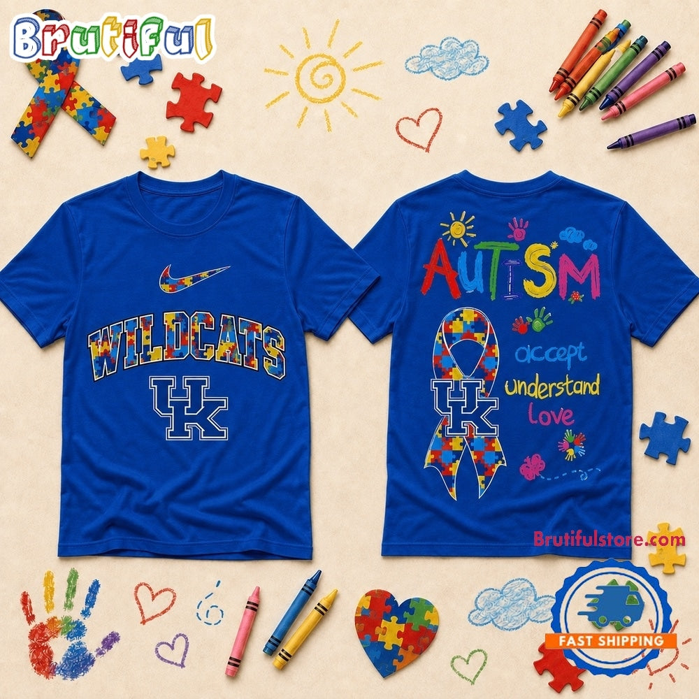 Kentucky Wildcats NCAA Autism Awareness Puzzle Ribbon T Shirt