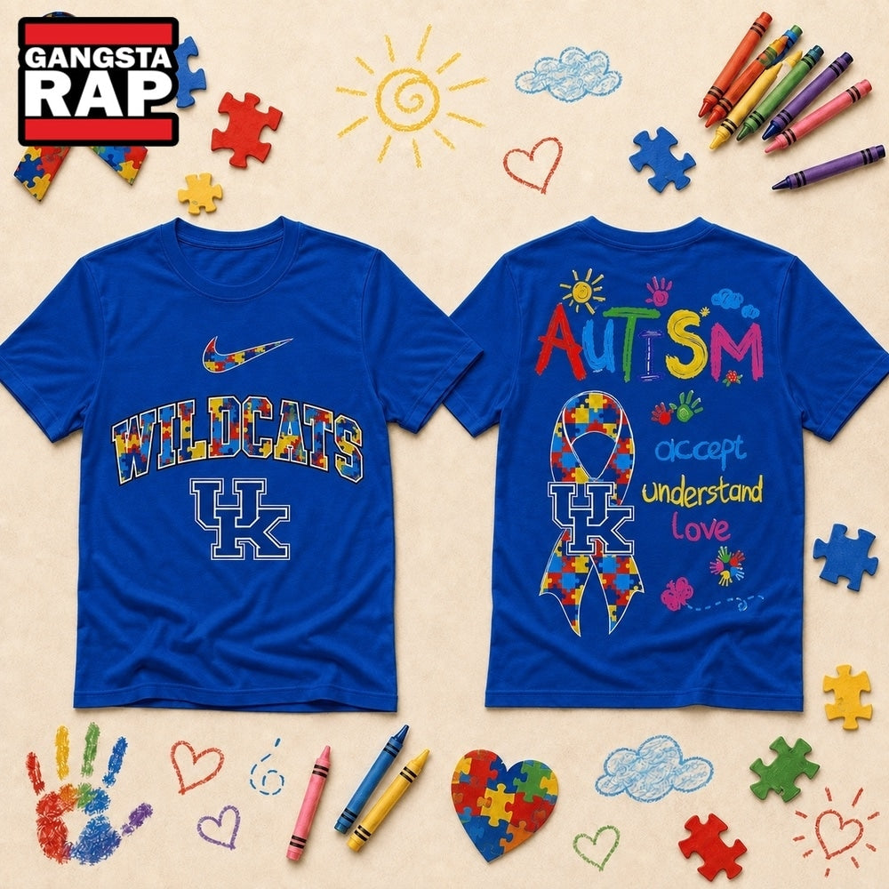 Kentucky Wildcats NCAA Autism Awareness Puzzle Ribbon Hoodie T-Shirt