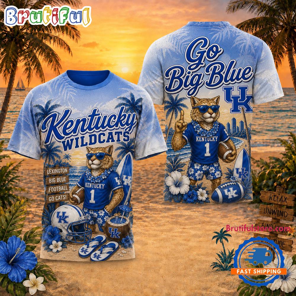 Kentucky Wildcats NCAA Mascot Beach Vibes Sports Limited Edition 3D Shirt