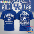 Kentucky Wildcats NCAA Road to Glory 2026 Football Champions 3D Shirt