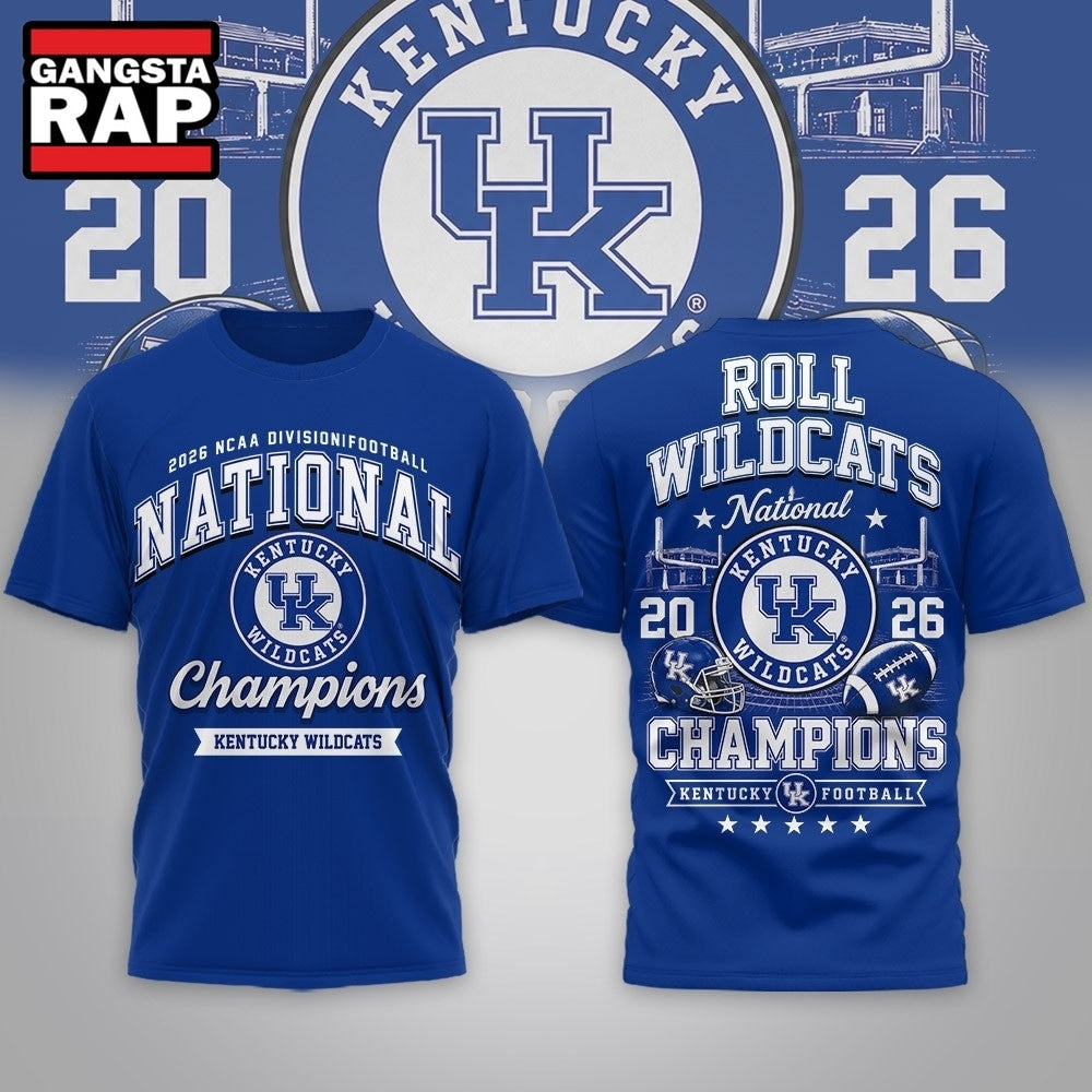 Kentucky Wildcats NCAA Road to Glory 2026 Football Champions 3D Shirt
