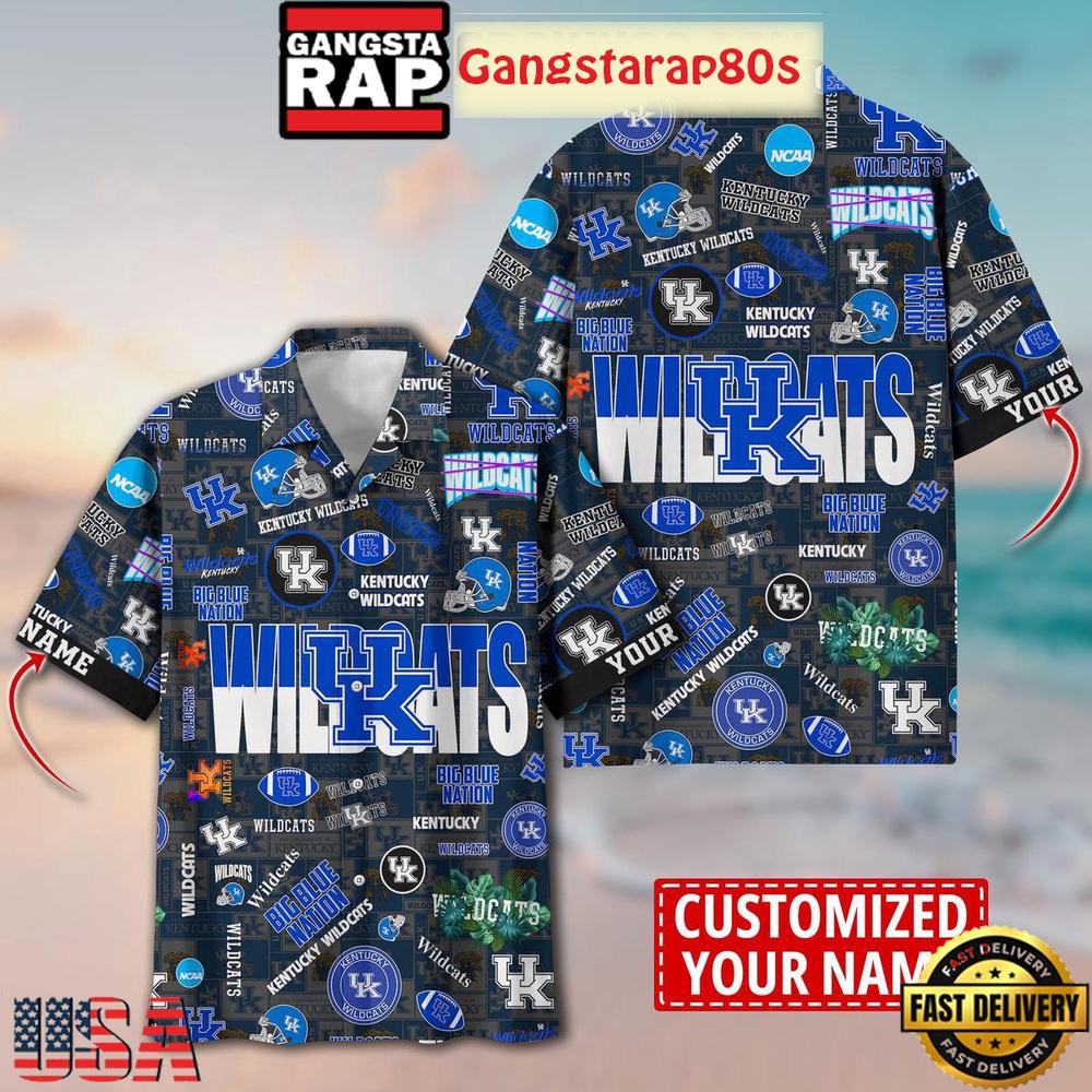 Kentucky Wildcats Solgan Big Blue Nation True Fan Spirit Custom Name Aloha Hawaiian Shirt