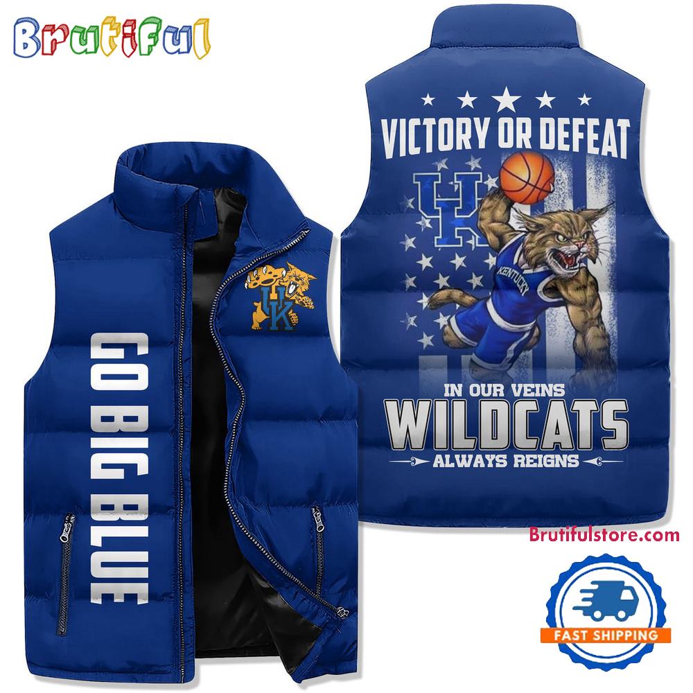 Kentucky Wildcats Sporty Mascot Design Sleeveless Puffer Jacket