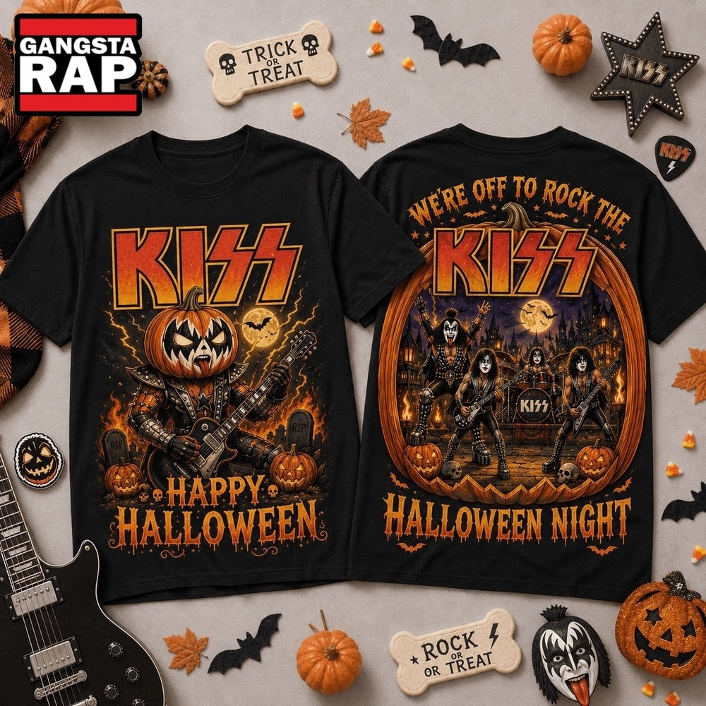 Kiss Band Halloween Night Pumpkin Rock Hoodie T-Shirt
