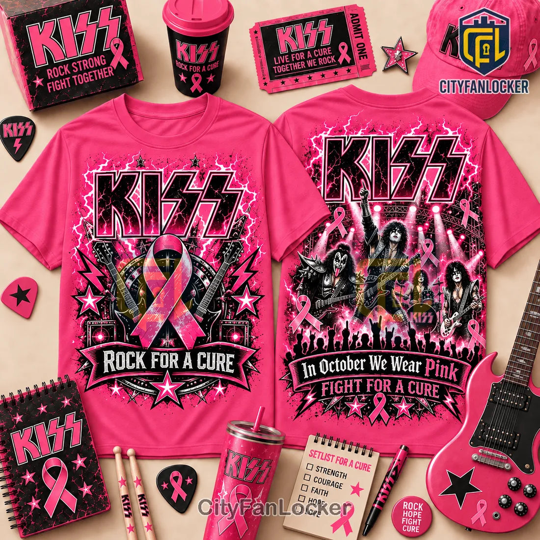 KISS Pink Ribbon Rock Legends Shirt