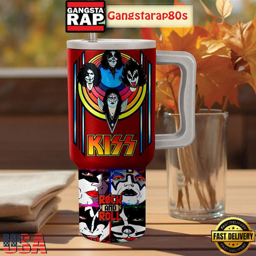 Kiss Rock And Roll Fan Tumbler Cup 40oz