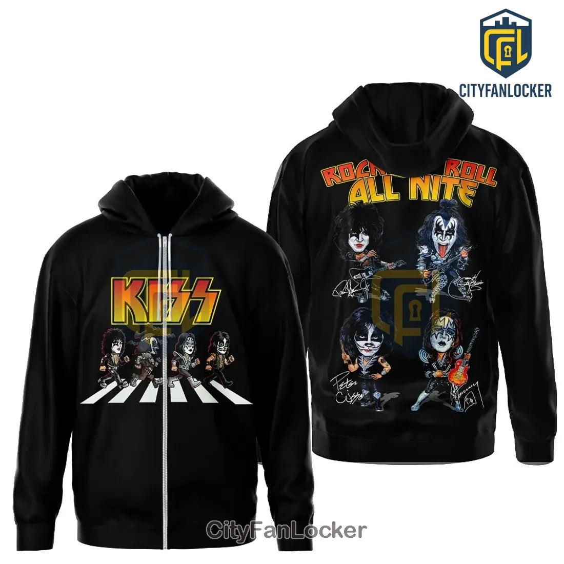 KISS Rock & Roll All Nite Chibi Graphic Hoodie