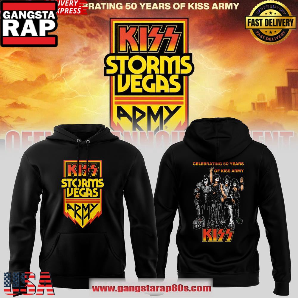 KISS Storms Vegas 50th Anniversary Special Edition All Over Print Hoodie