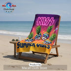KISS Summer Vibes Rock Band Neon Pineapple Premium Beach Towel