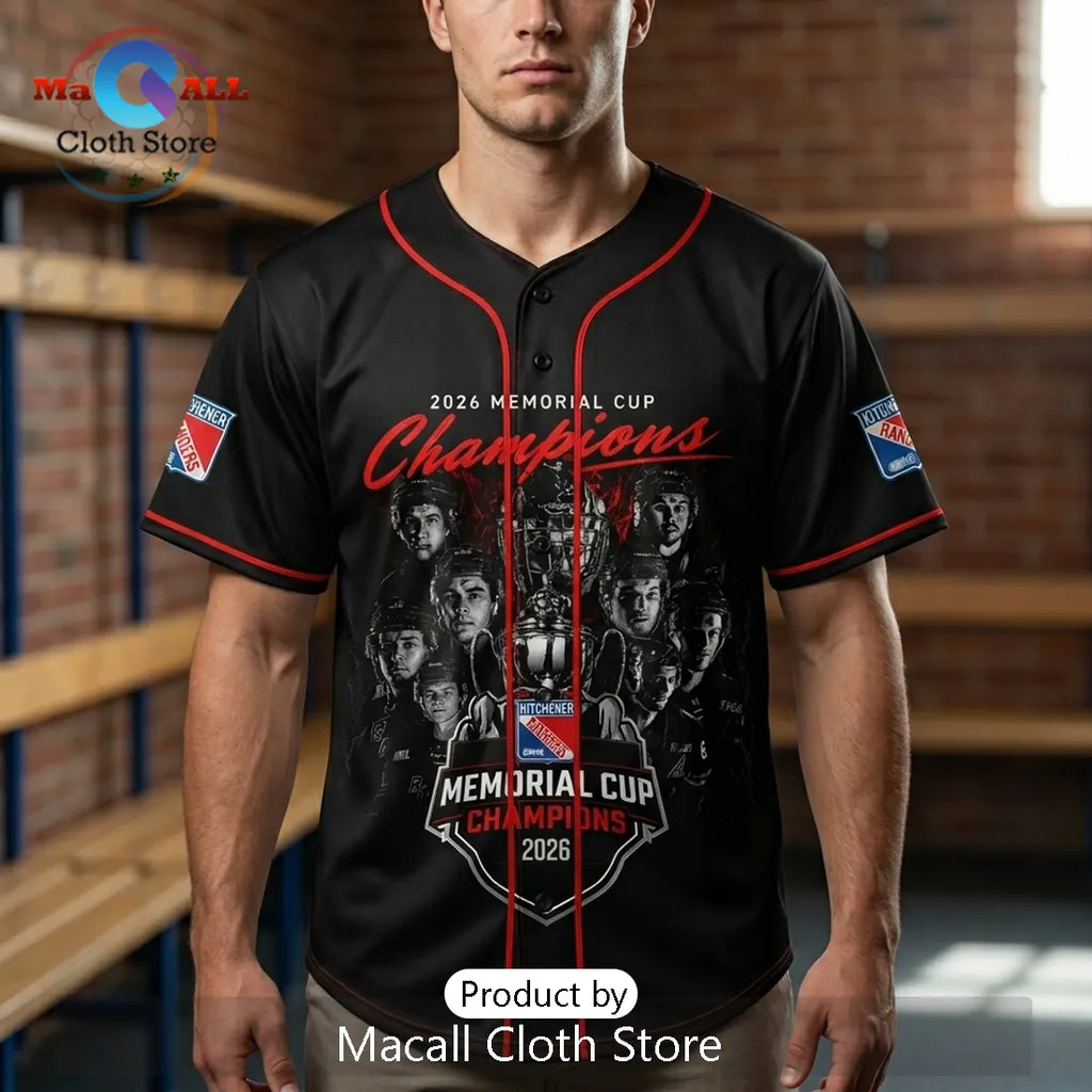 Kitchener Rangers 2026 Memorial Cup Champions Black Baseball Jersey