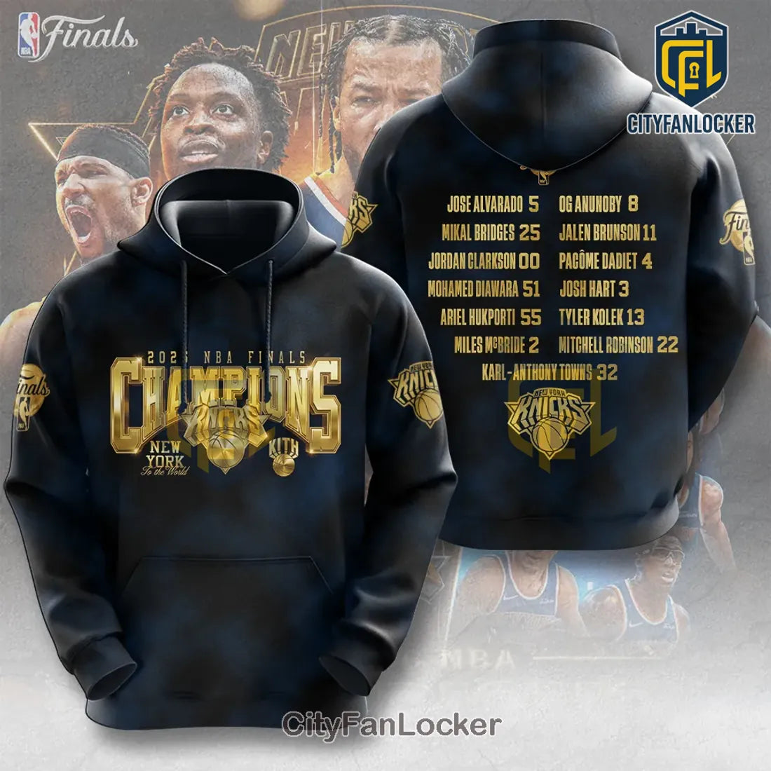 Kith x New York Knicks 2025 Finals Champions Roster Pullover Hoodie