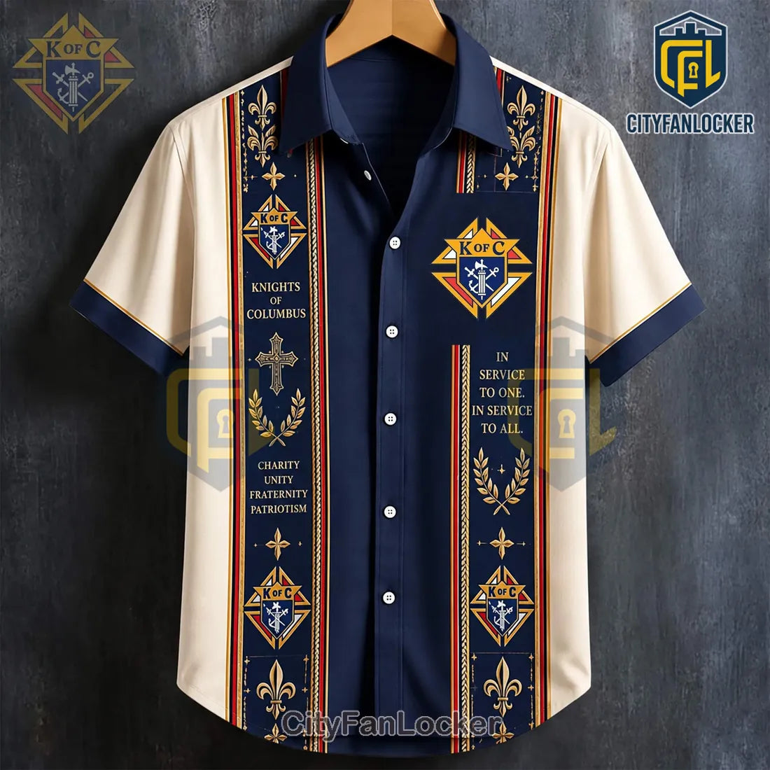 Knights of Columbus Navy Blue Hawaiian Shirt