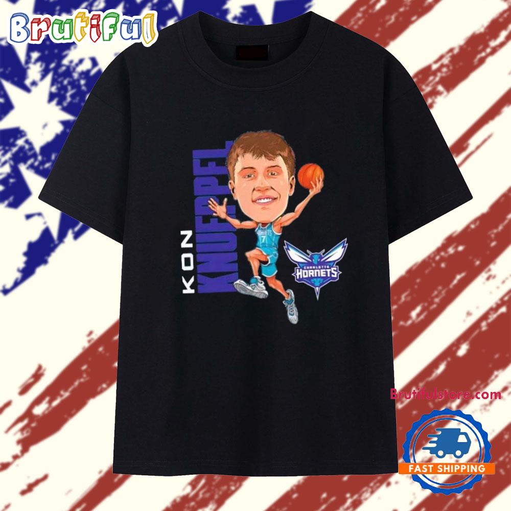 Kon Knueppel Big Head Caricature Charlotte Hornets T Shirt