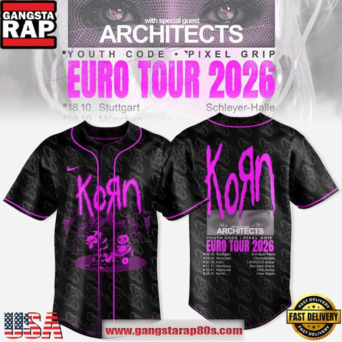 KoRn Tour 2026 Freak Legacy Retro Rock Band Baseball Jersey