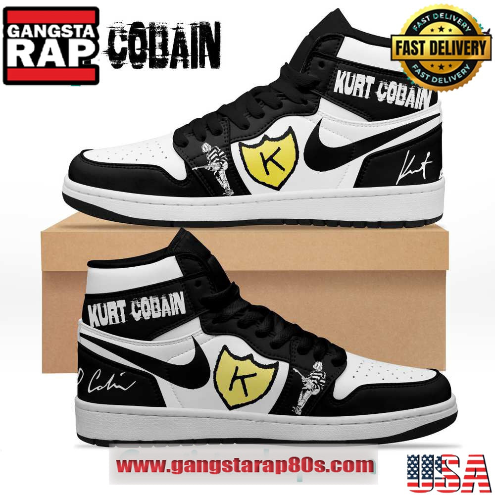 Kurt Cobain Black Limited Edition Air Jordan 1 Sneakers Shoes