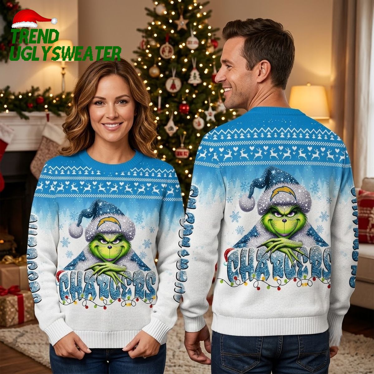 LA Chargers Grinch Christmas Ugly Christmas Sweater