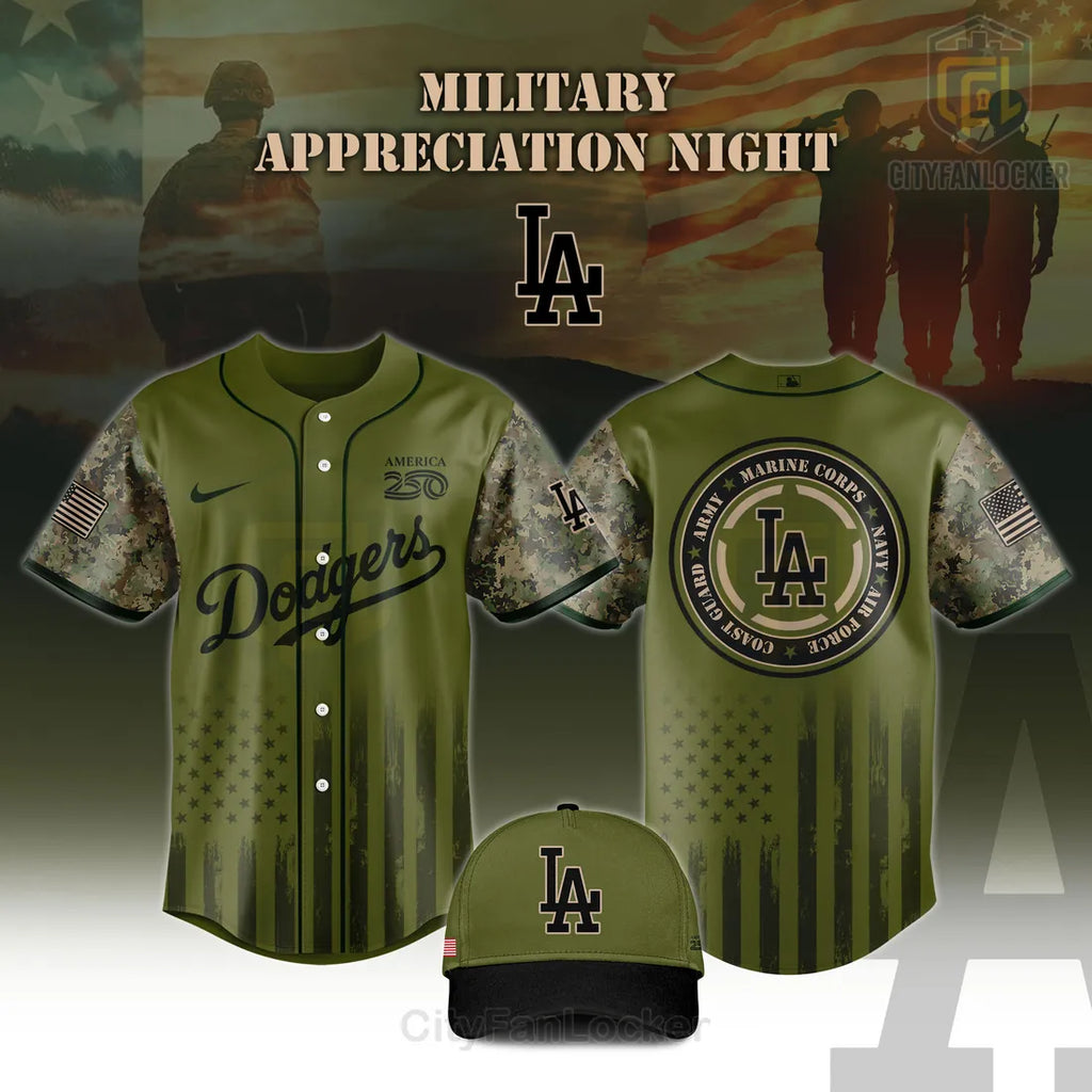 LA Dodgers Military Appreciation America 250 Camo Baseball Jersey