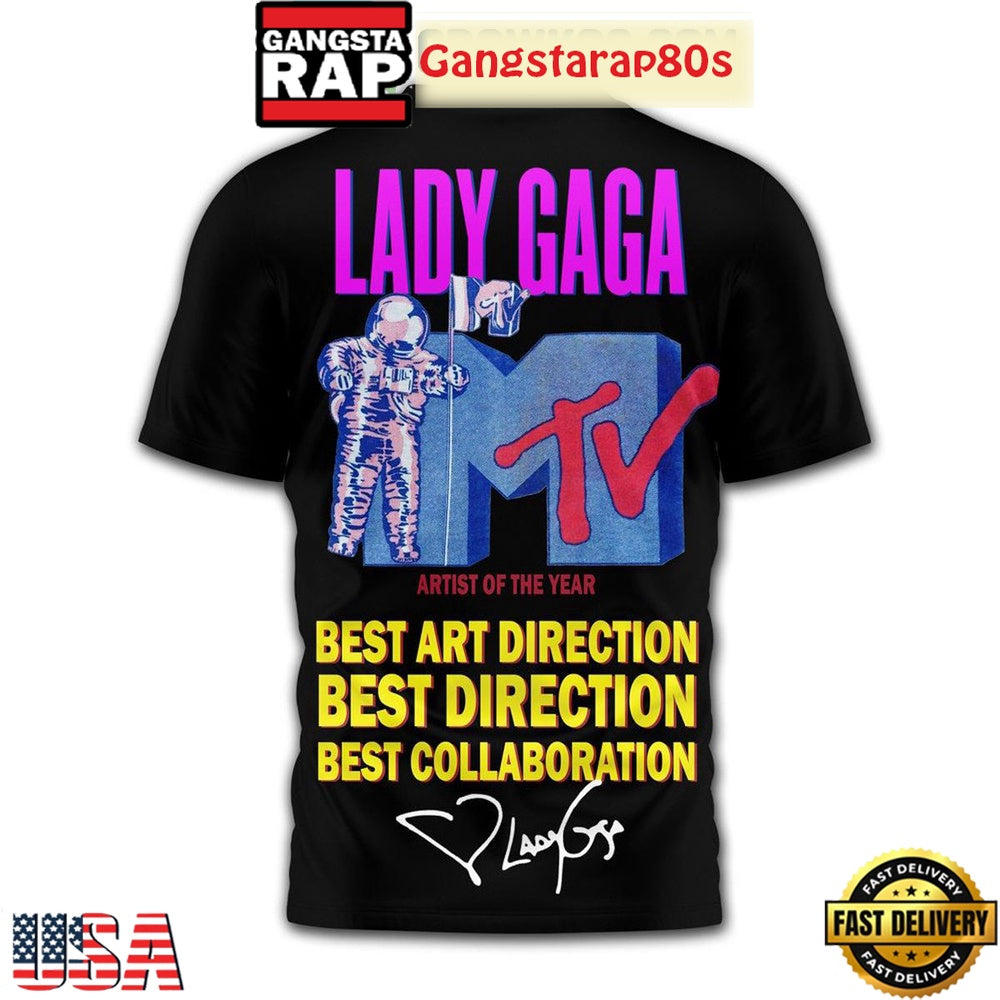 Lady Gaga MTV Artist Of The Year Black All Over Print T Shirt