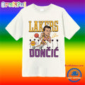 Lakers Doncic Dribble Palms Caricature T Shirt
