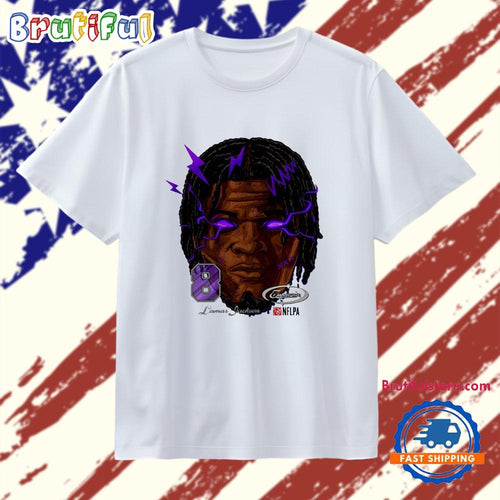 Lamar Jackson #8 lightning eyes NFL Big Head Comic T Shirt