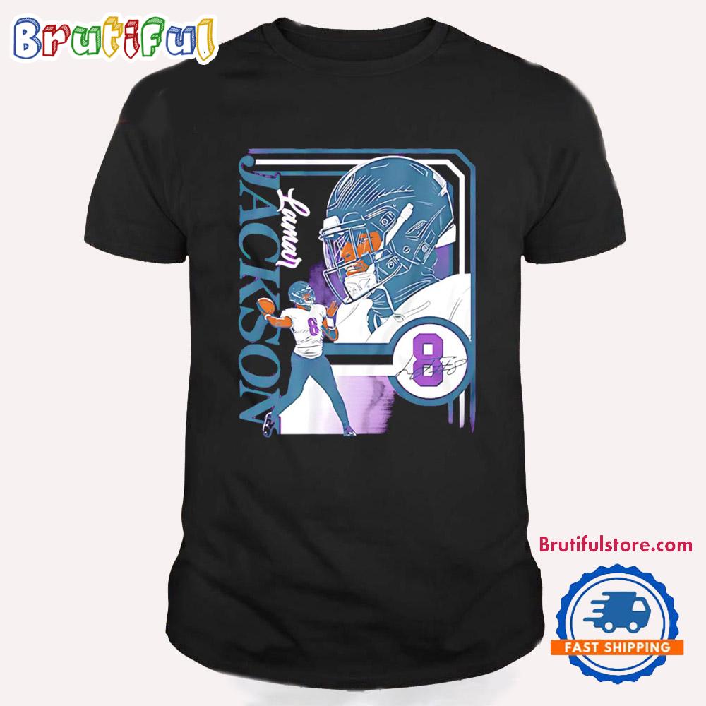 Lamar Jackson Baltimore Ravens Collage Frame Signature T Shirt