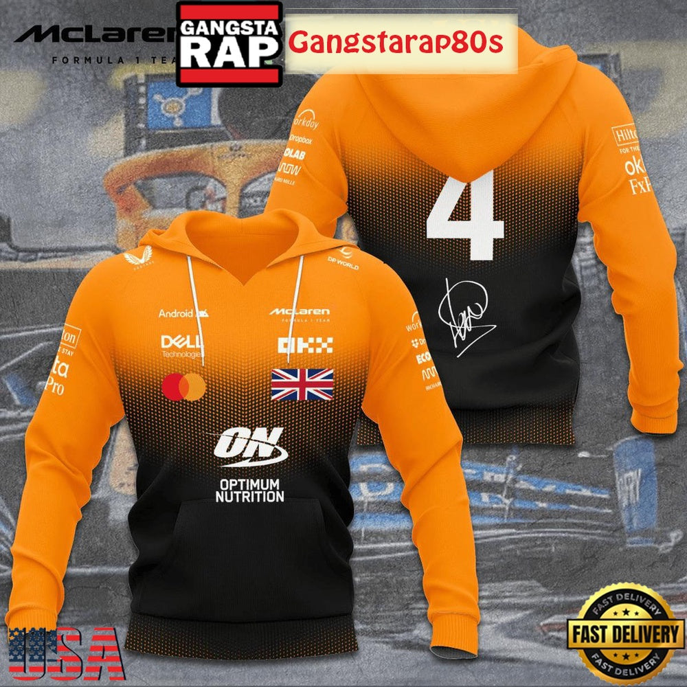 Lando Norris McLaren Formula 1 Team Number 4 Unisex Hoodie