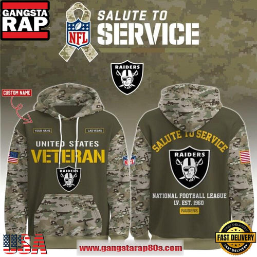 Las Vegas Raiders NFL Veteran Birthday 2025 Custom Name Unisex Hoodie