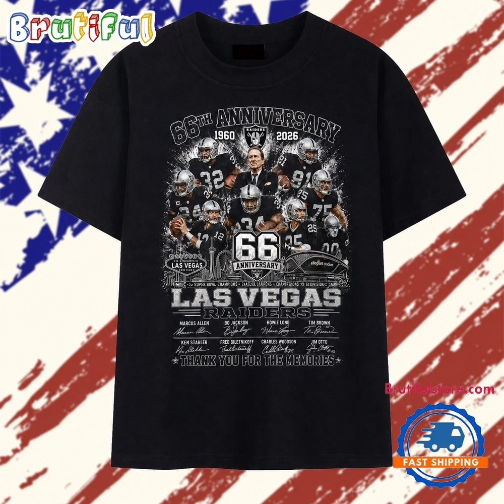 Las Vegas Raiders 66th Anniversary 1960 2026 Legends Signatures T Shirt