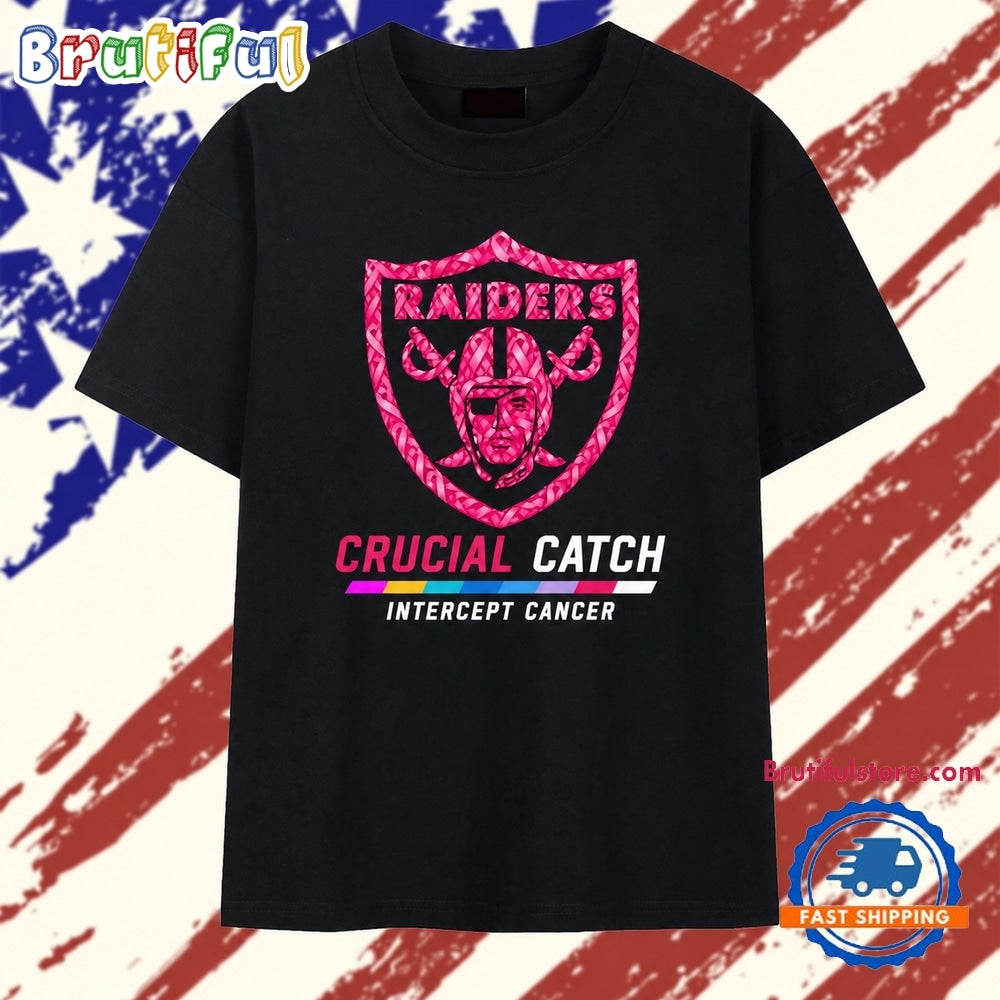 Las Vegas Raiders Crucial Catch Intercept Cancer T Shirt