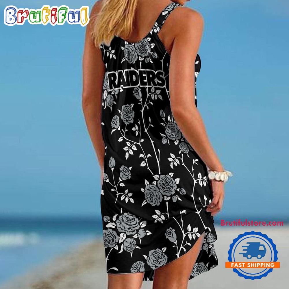Las Vegas Raiders Flower Women’s Summer Beach Sling Dress