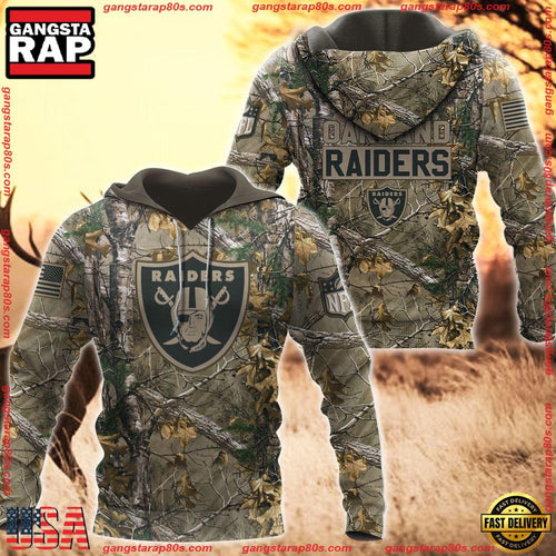 NFL Las Vegas Raiders Hunting Camo 3D Hoodies