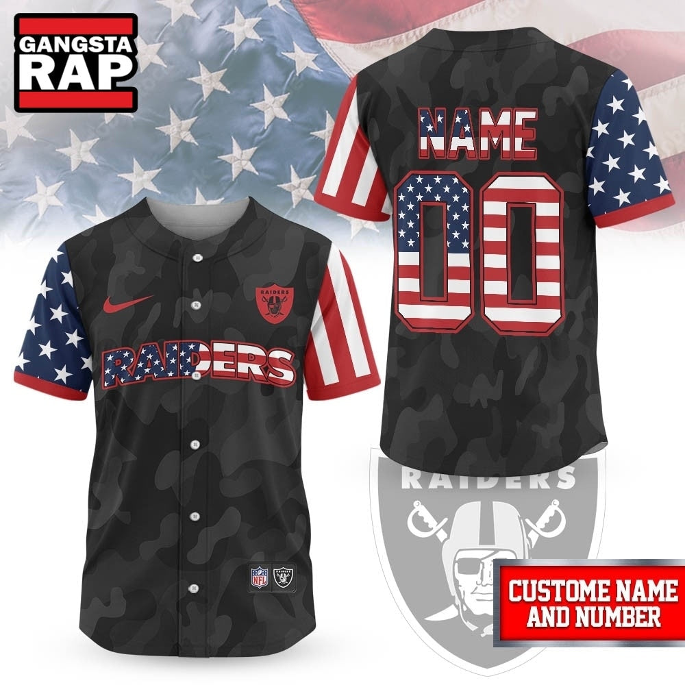 Las Vegas Raiders NFL American Pride Custom Baseball Jersey Shirt