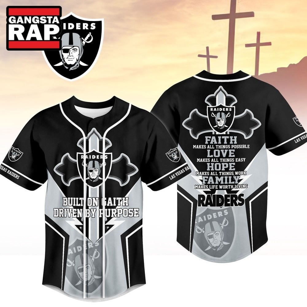 Las Vegas Raiders NFL Blessed Beyond The Score Baseball Jersey