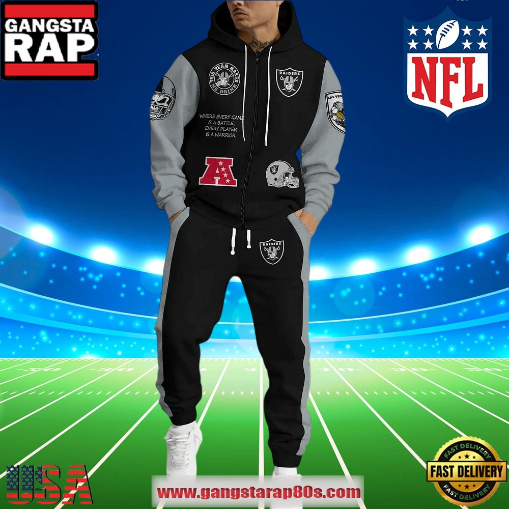 Las Vegas Raiders NFL Holiday Christmas Zip Hoodie Joggers Set
