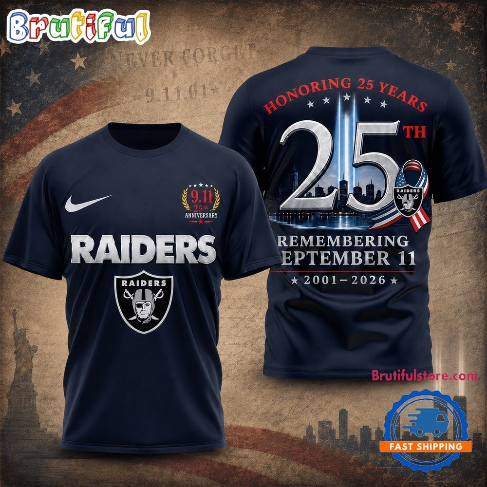 Las Vegas Raiders NFL Honoring 25 Years Remembering September 11 T Shirt