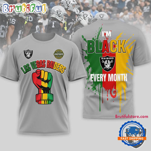 Las Vegas Raiders NFL Juneteenth Freedom I’m Black Every Month 3D Shirt