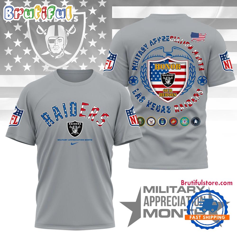 Las Vegas Raiders NFL Military Appreciation Month New Design 3D Shirt