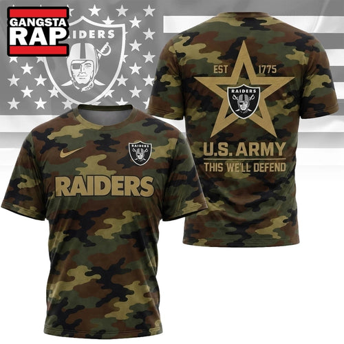 Las Vegas Raiders NFL Veterans US Army Camo New Design 3D Shirt , Football New Design Shirt