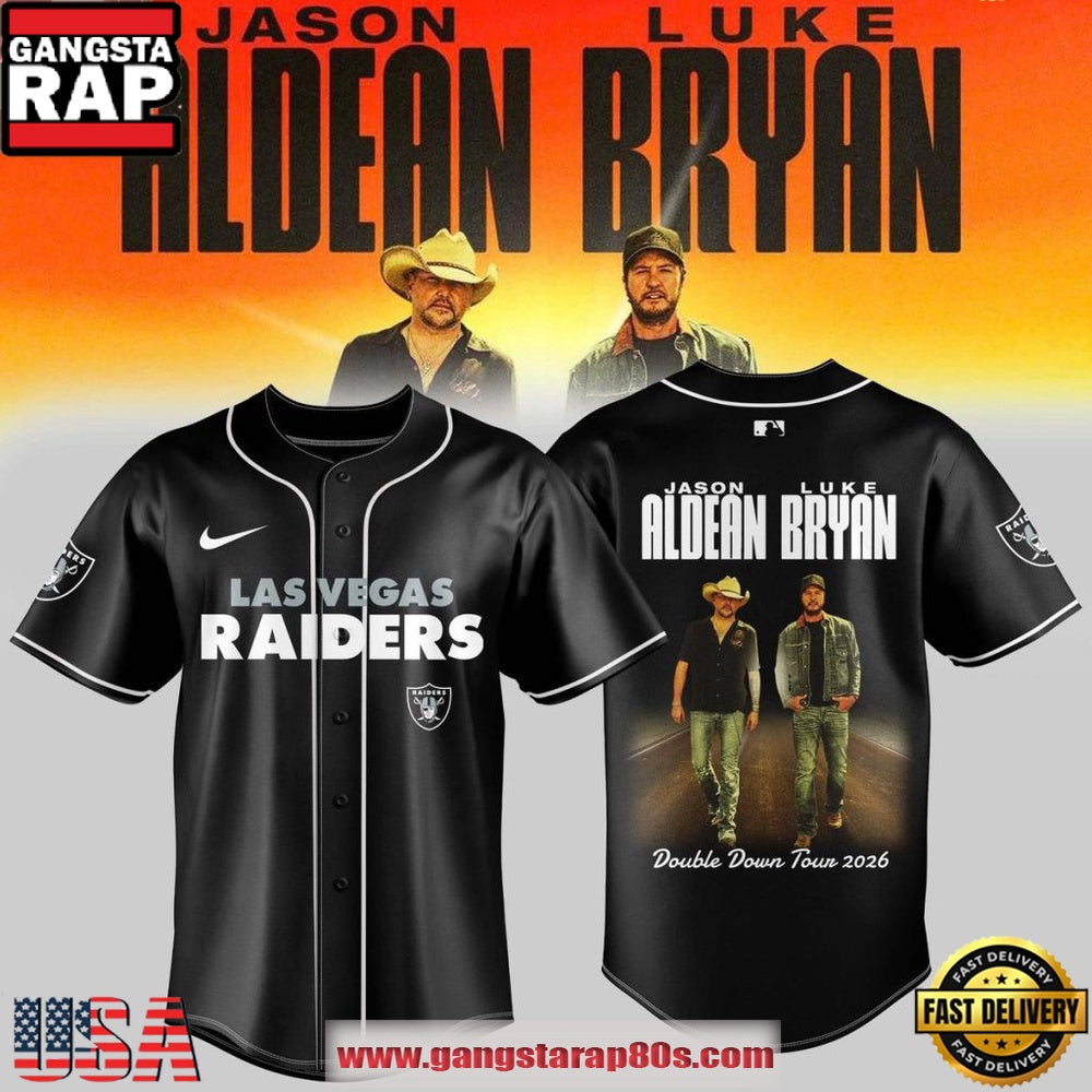 Las Vegas Raiders x Jason Aldean & Luke Bryan Double Down Tour 2026 Special Baseball Jersey