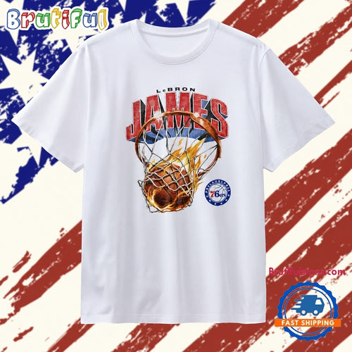 LeBron James 23 Philadelphia 76ers On Fire Hoop T Shirt