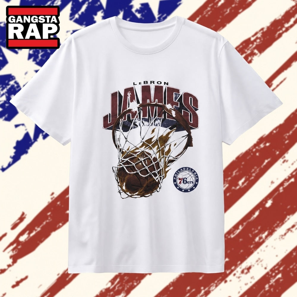 LeBron James Philadelphia 76ers Distressed T Shirt , Vintage Trending Shirt
