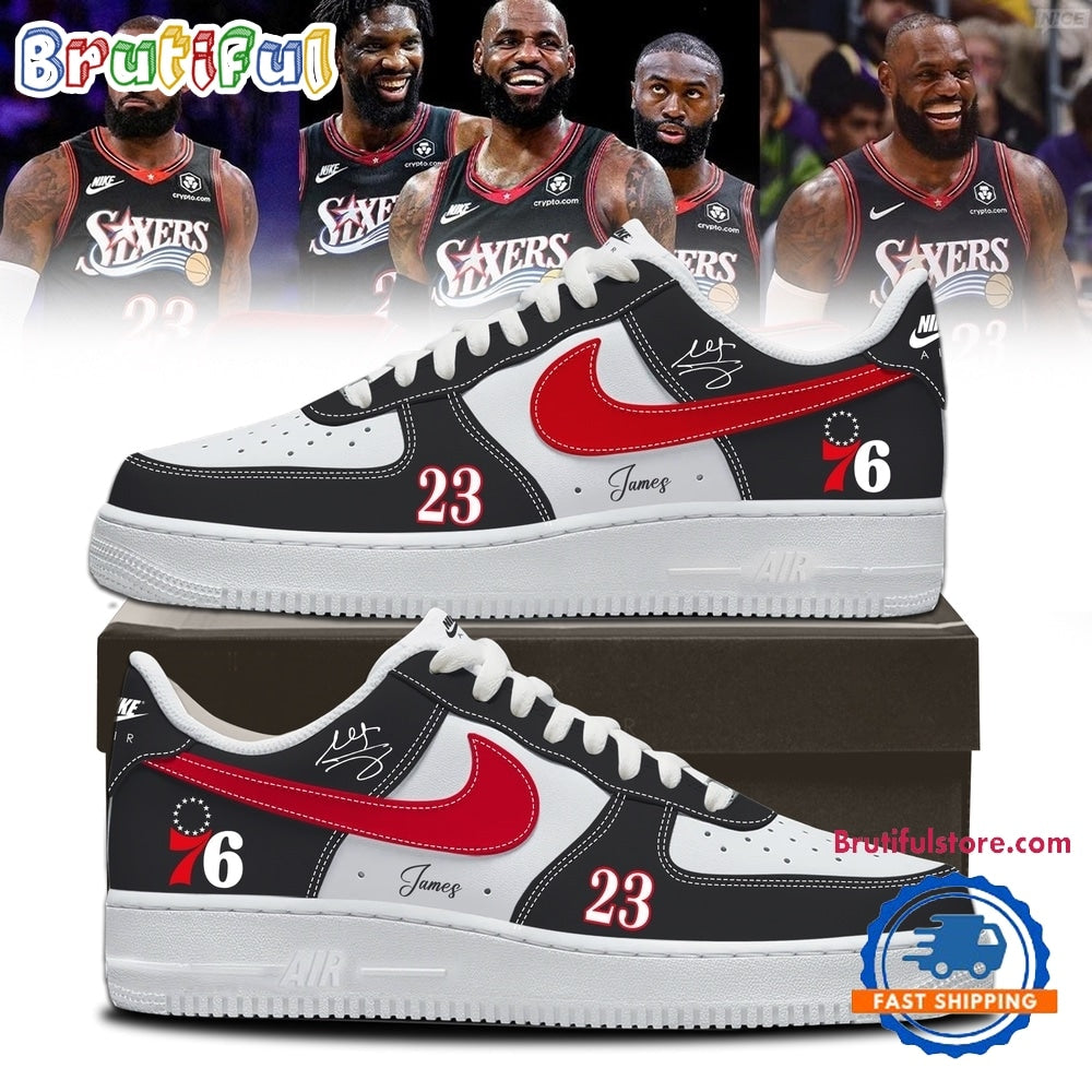 LeBron James Philadelphia 76ers Limited Edition Signature Black Air Force 1 Shoes Sneakers
