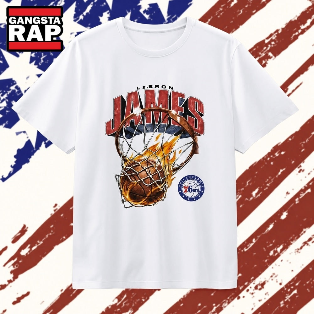 LeBron James Philadelphia 76ers On Fire net T Shirt