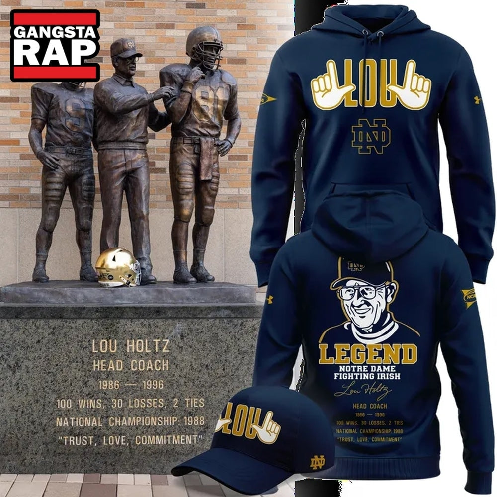 Legend Lou Holtz Notre Dame Fighting Irish Football Hoodie T-Shirt